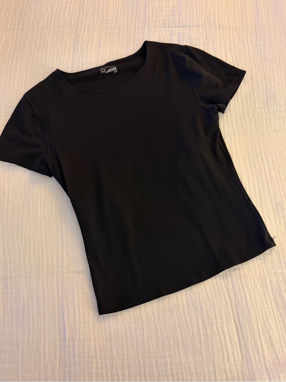 aerie offline Black Short Sleeve Crewneck Top built in support